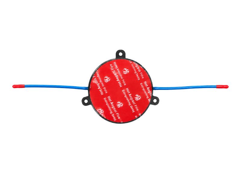 Round aerosol fire suppression device rear view