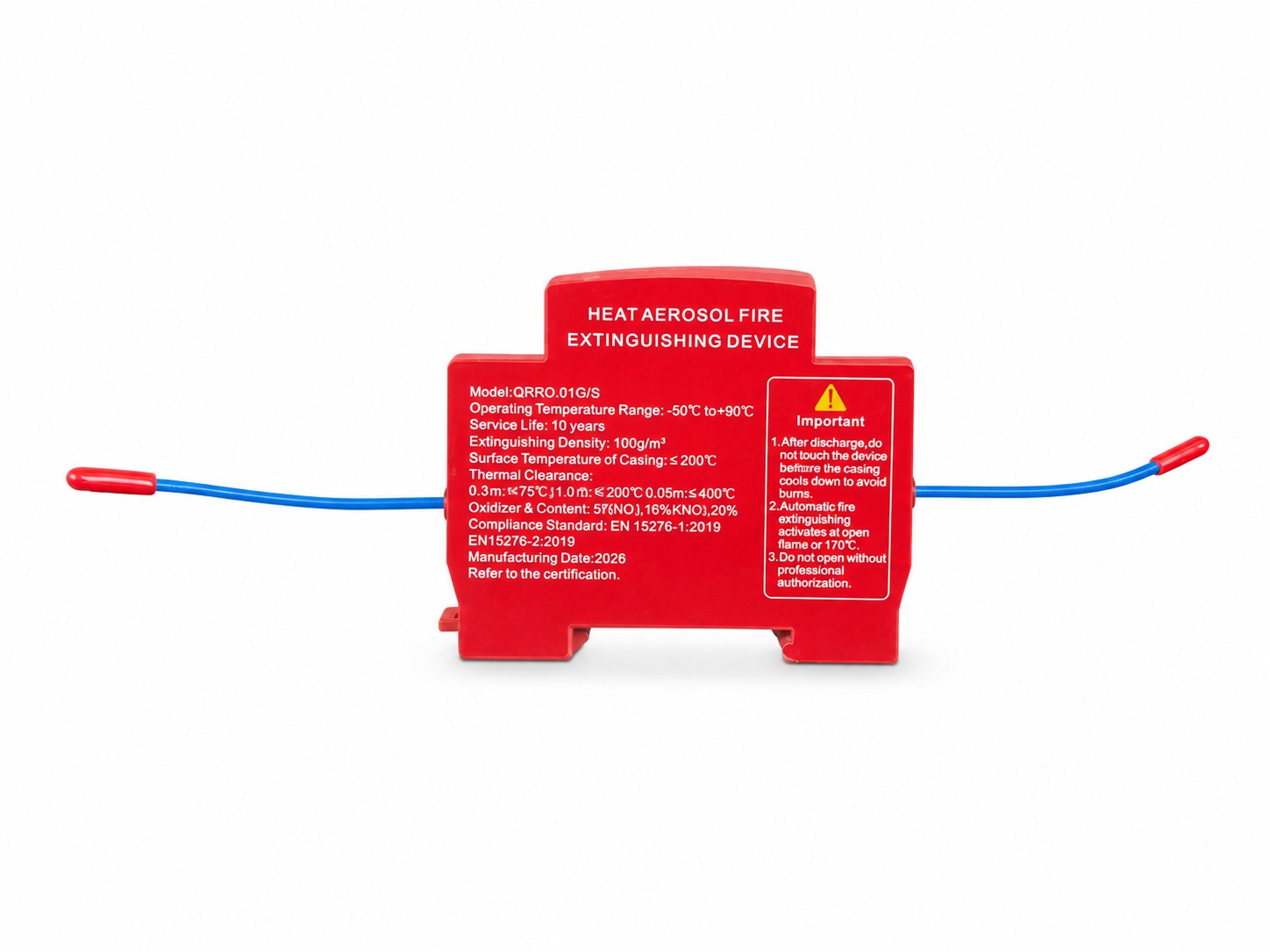 Thermal aerosol fire extinguishing device for electrical cabinets